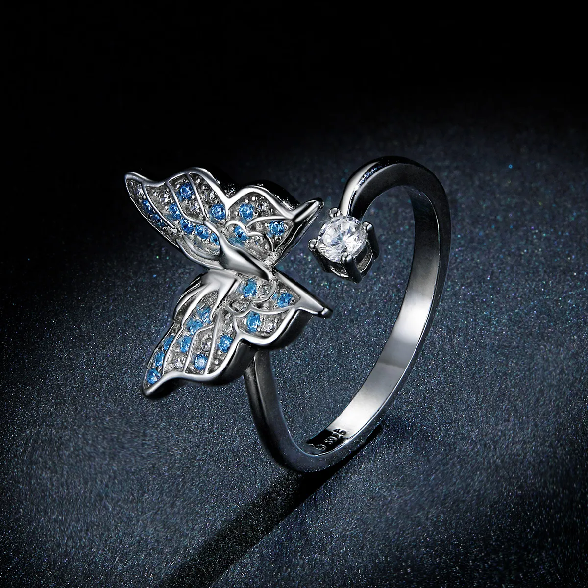 Pandora Style Silver Butterfly Wing Open Ring - BSR098