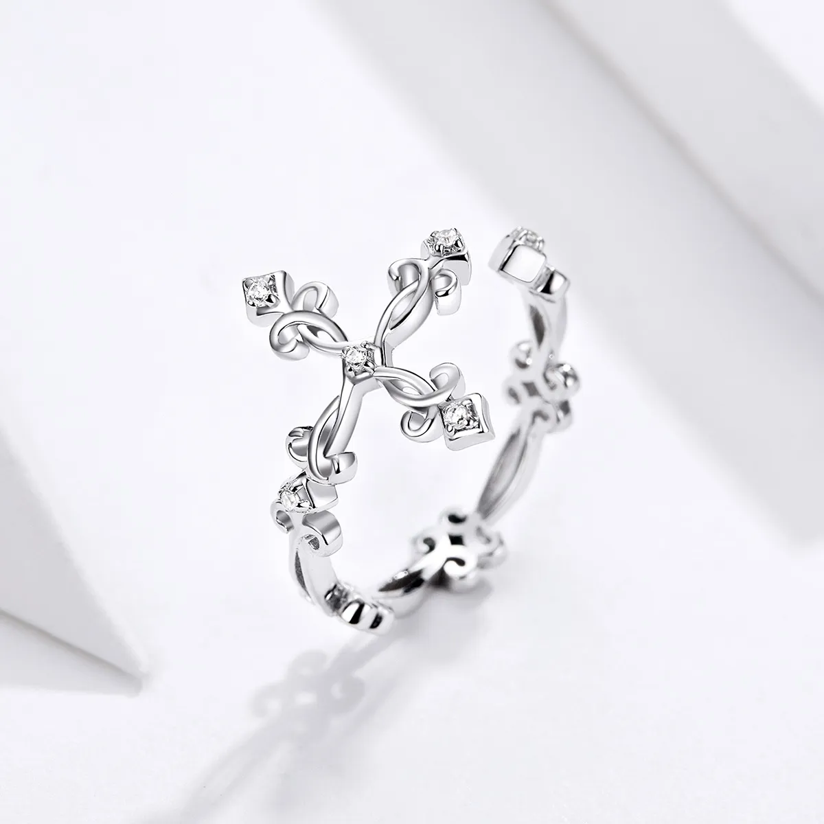 Pandora Style Silver Cross Open Ring - BSR041