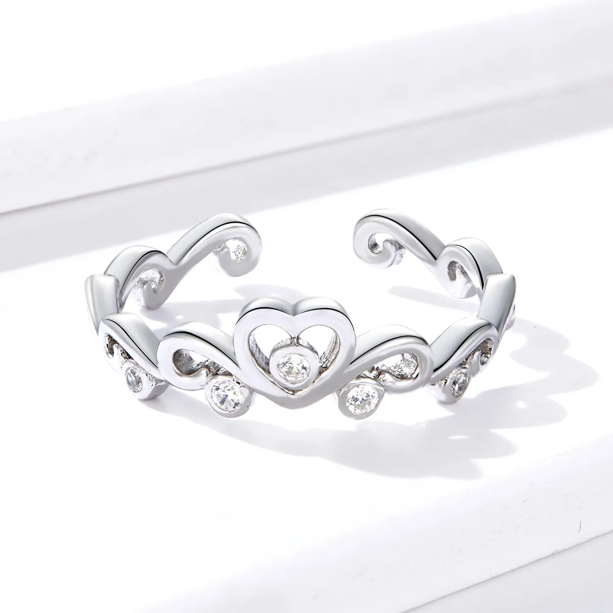 Pandora Style Silver Crown Open Ring - BSR105