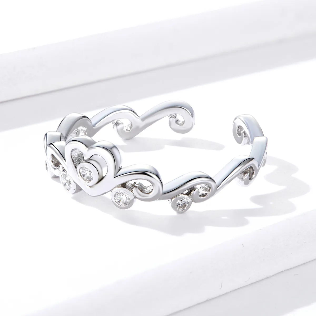 Pandora Style Silver Crown Open Ring - BSR105