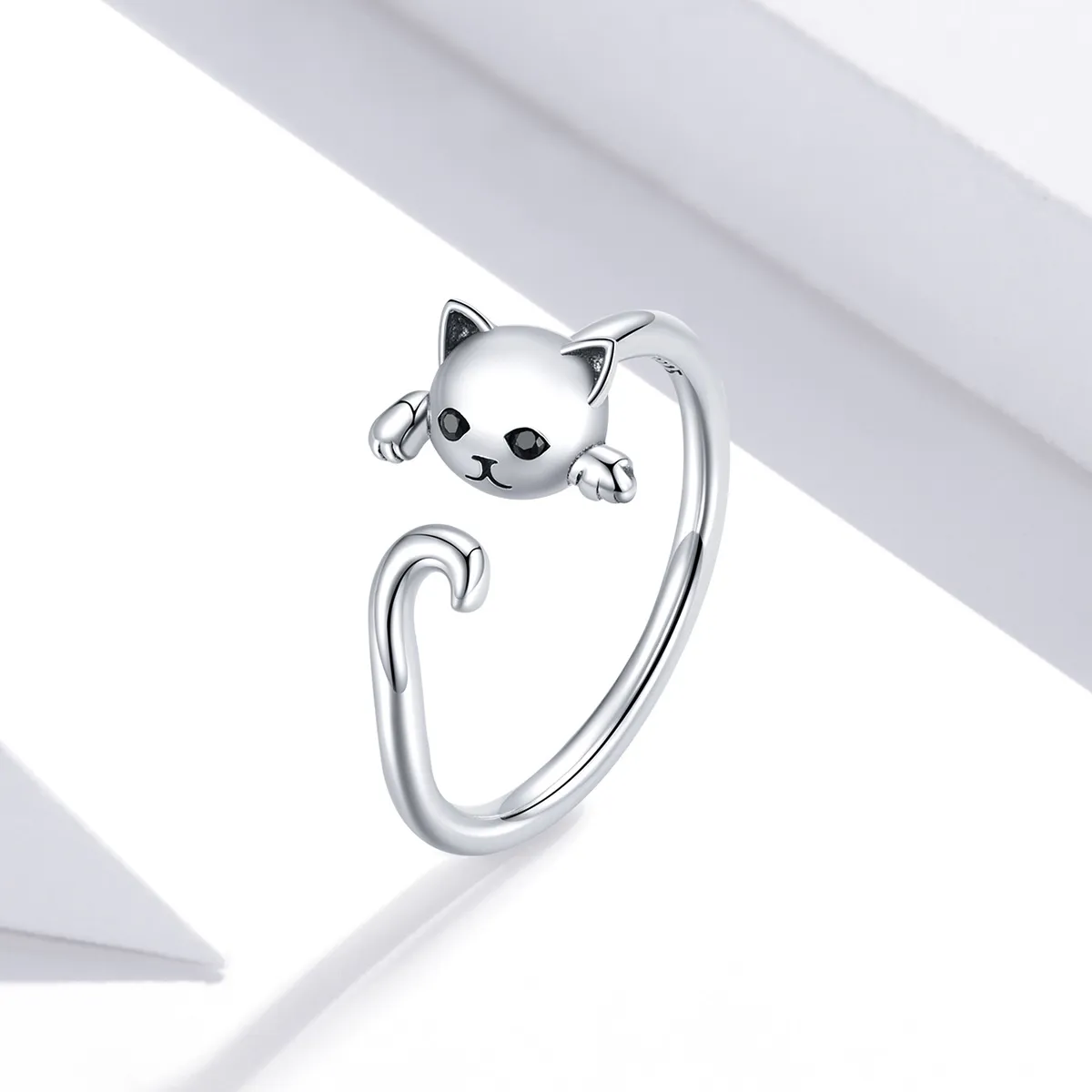 Pandora Style Silver Cute Cat Open Ring - SCR707