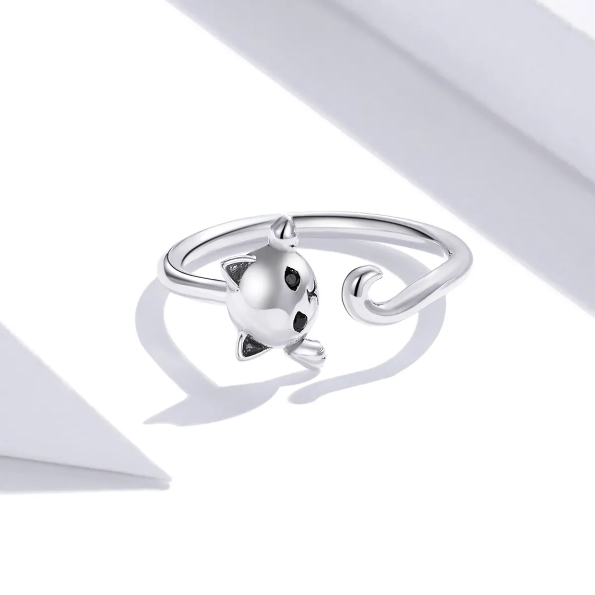 Pandora Style Silver Cute Cat Open Ring - SCR707