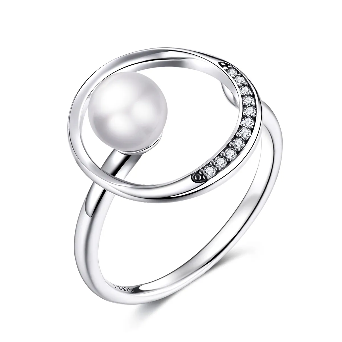 Pandora Style Silver Gentle Shell Bead Open Ring - SCR664