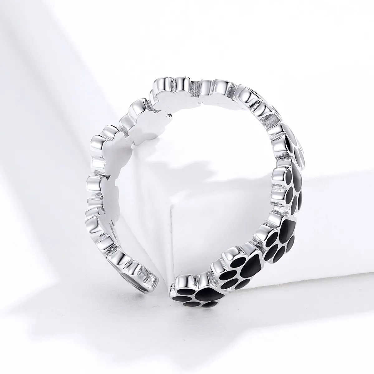 Pandora Style Silver Lovely Paw Print Open Ring - SCR603