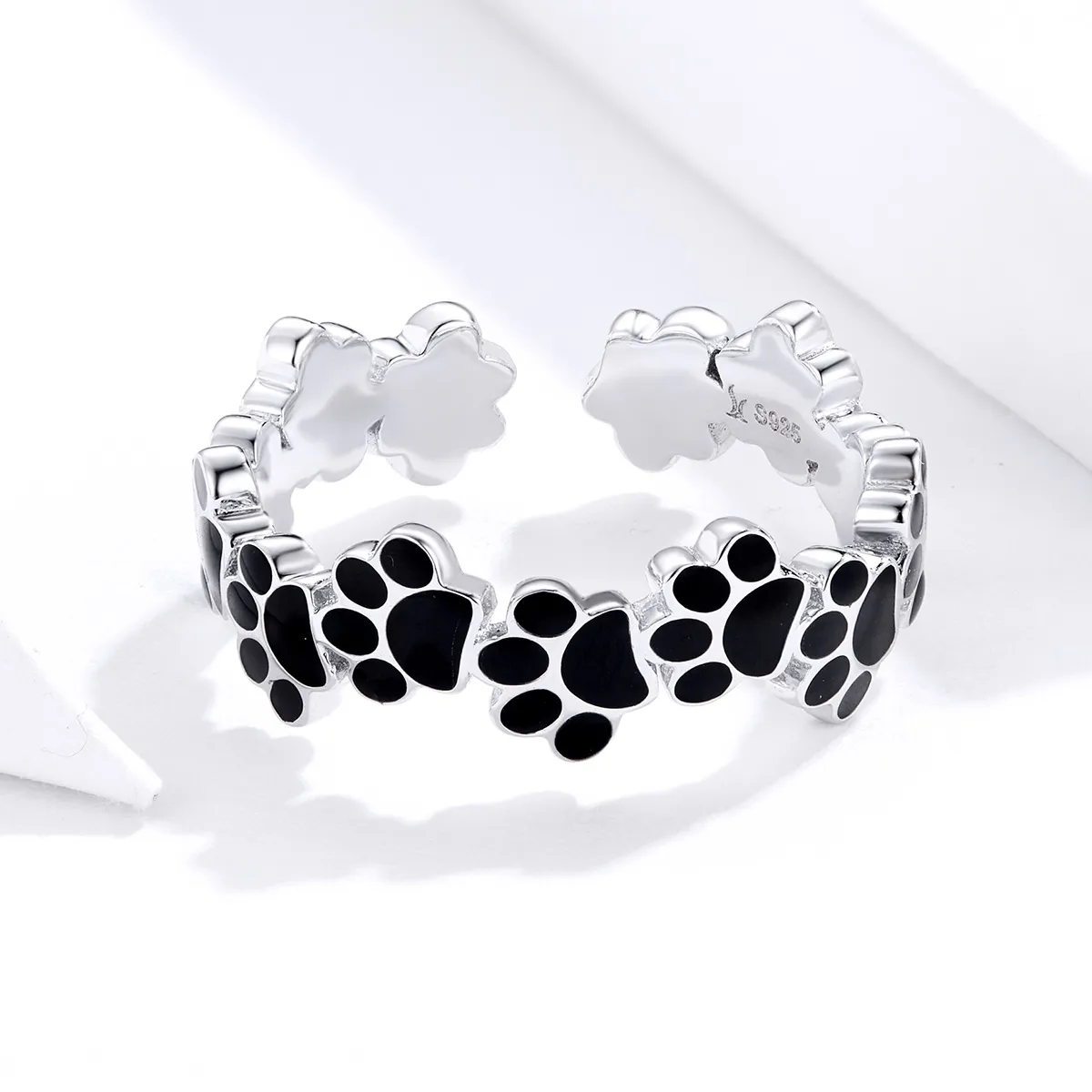 Pandora Style Silver Lovely Paw Print Open Ring - SCR603