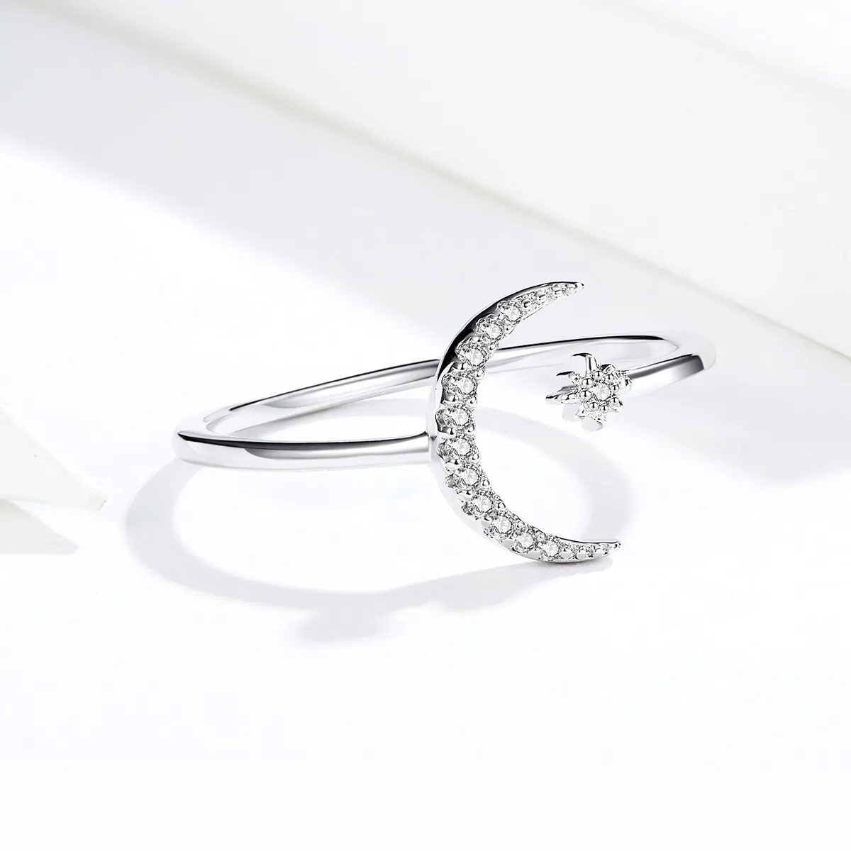 Pandora Style Silver Moon And Star Open Ring - SCR569