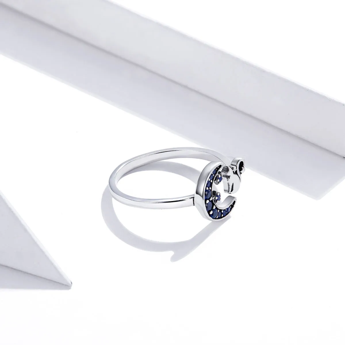 Pandora Style Silver Moon & Cat Open Ring - SCR677