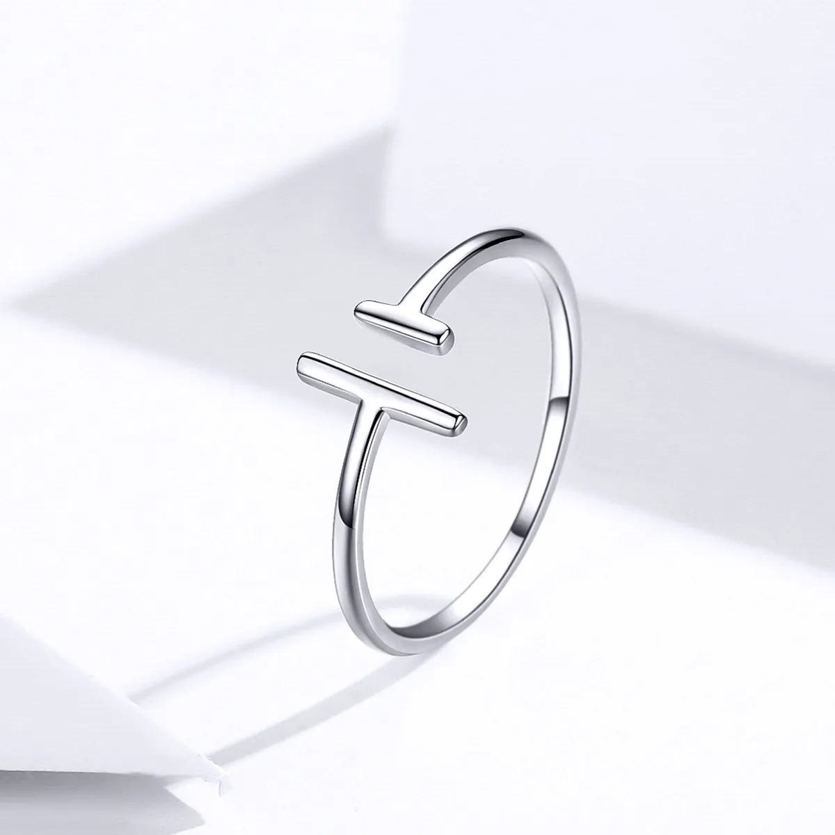 Pandora Style Silver Parallel Lines Open Ring - SCR555