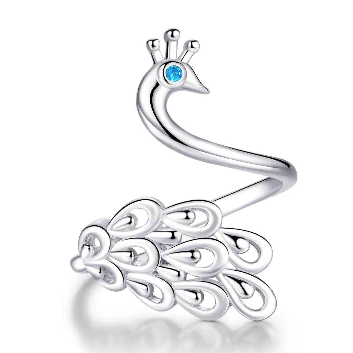 Pandora Style Silver Peacock Open Ring - SCR592