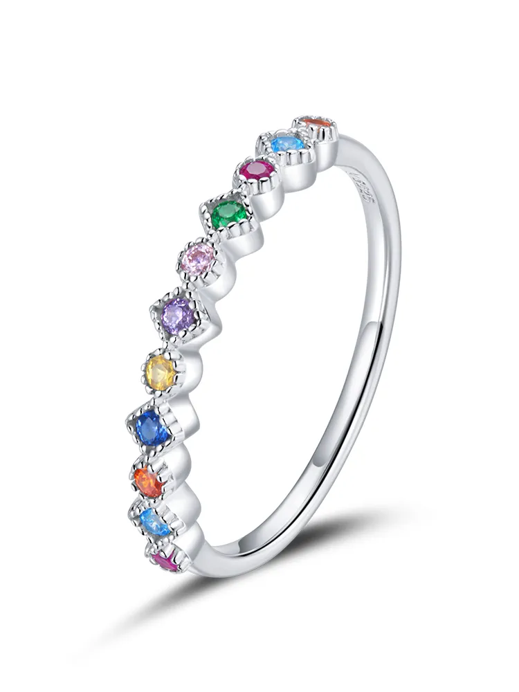 pandora style silver rainbow ring scr697