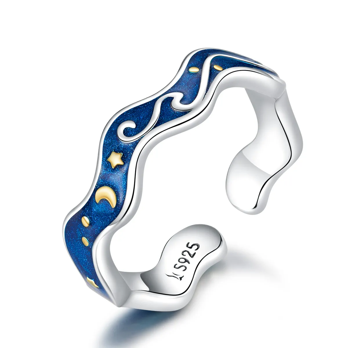 Pandora Style Silver Starry Sky From Van Gogh Open Ring - SCR608