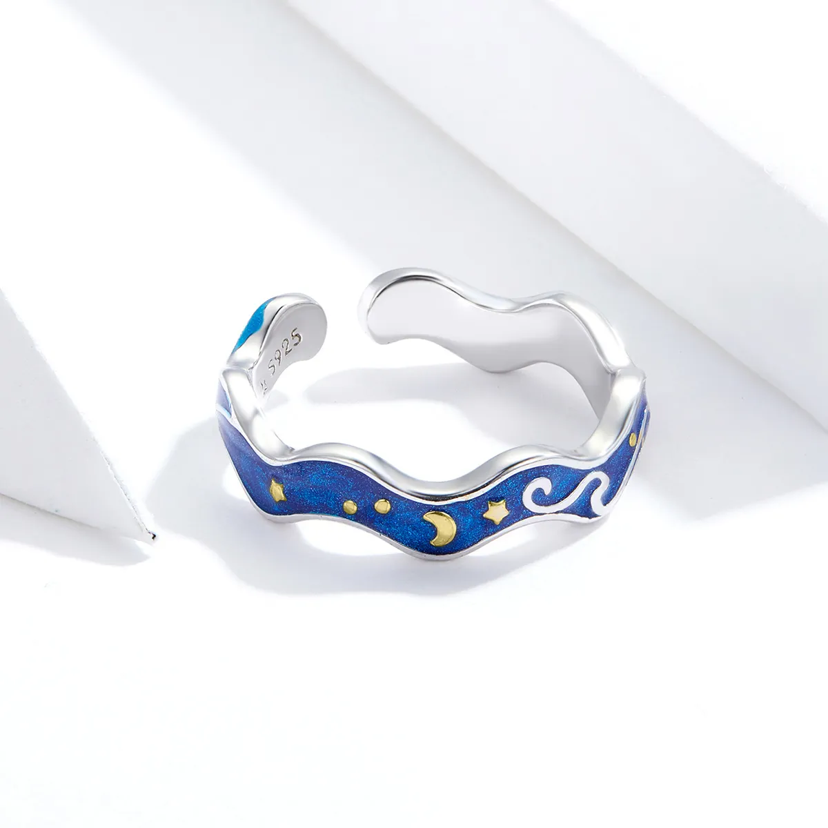 Pandora Style Silver Starry Sky From Van Gogh Open Ring - SCR608