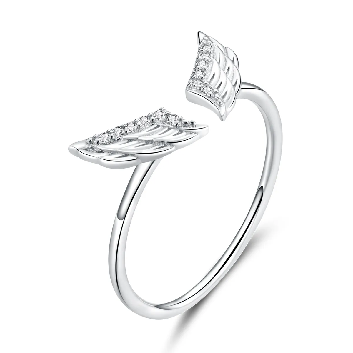 Pandora Style Silver Wings Open Ring - BSR108