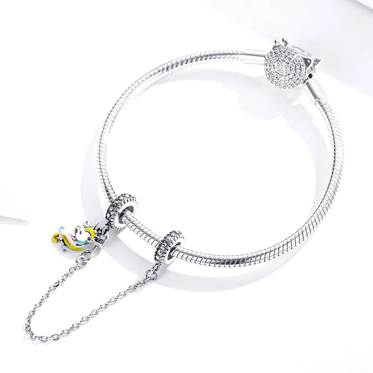 Pandora Style Silver Colorful Pony Safety Chain - SCC1571