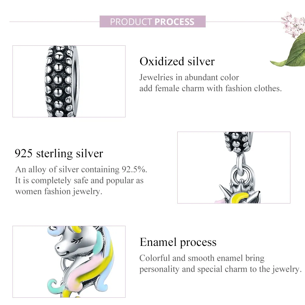 Pandora Style Silver Colorful Pony Safety Chain - SCC1571