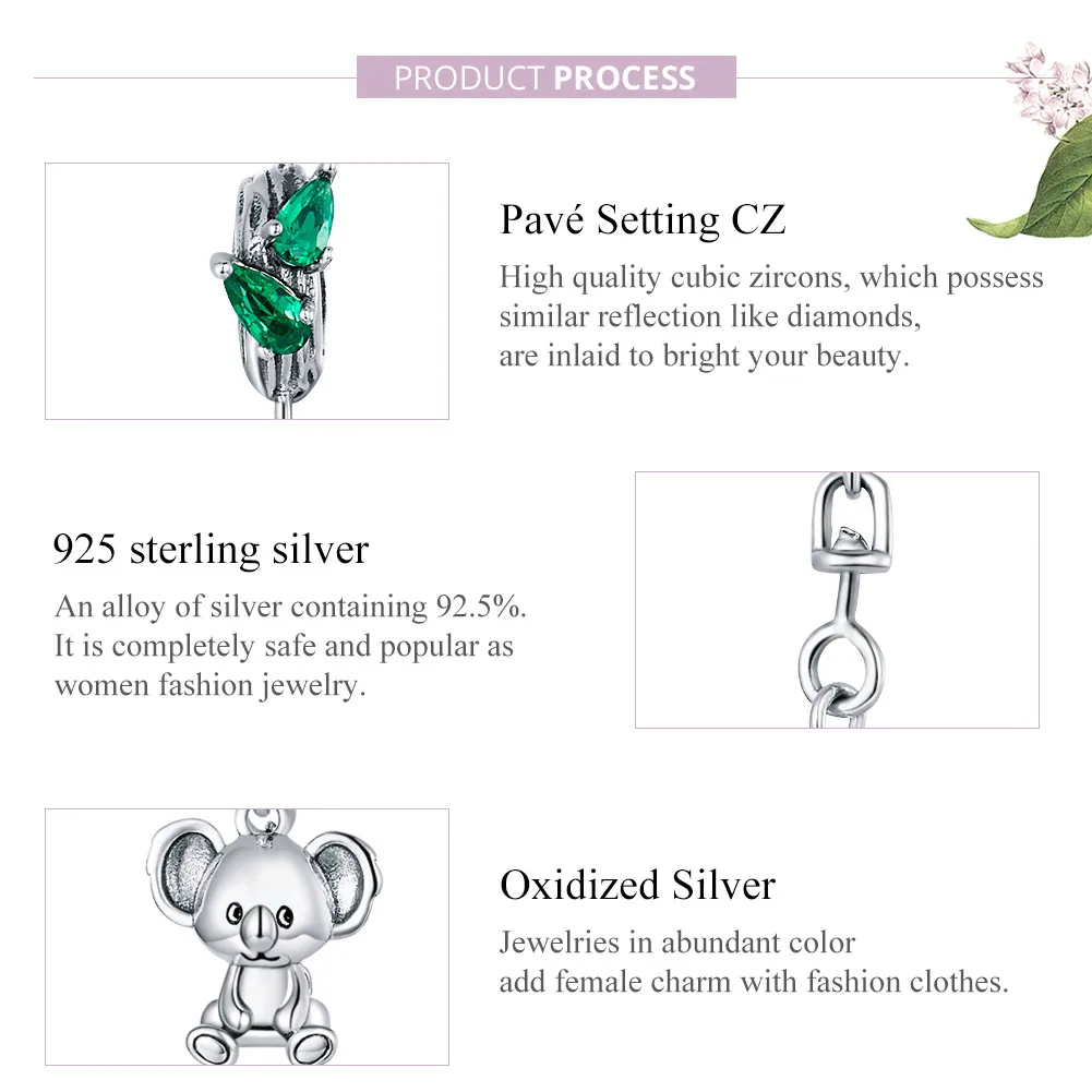 Pandora Style Silver Cute Koala Safety Chain - SCC1523