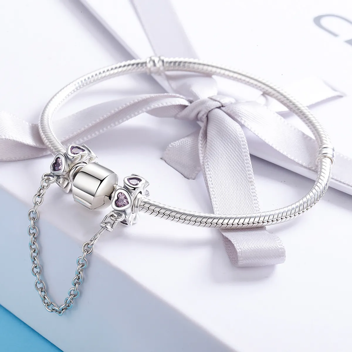 Pandora Style Silver Fragrant Heart Safety Chain - SCC562