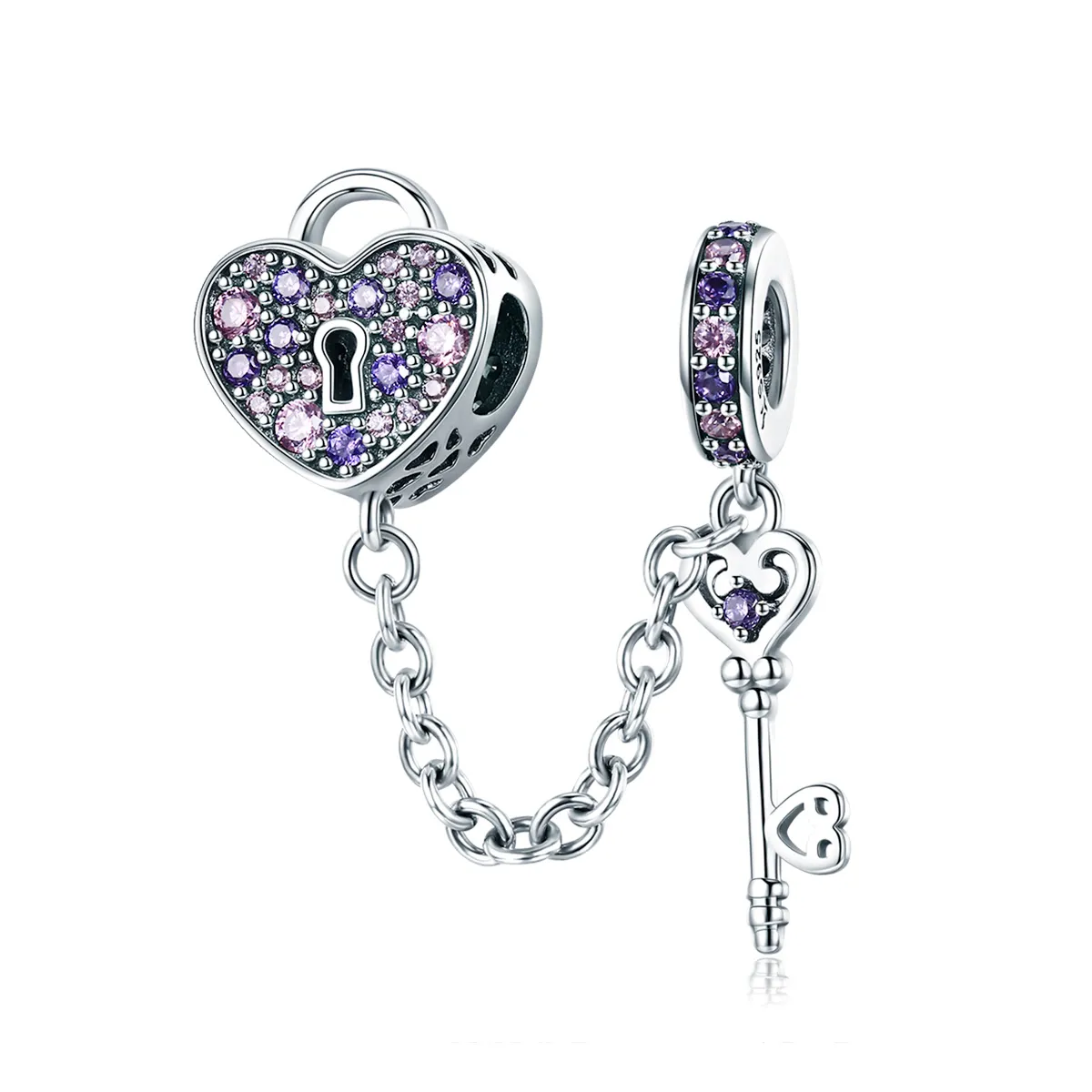 Pandora Style Silver Heart Spoon Safety Chain - SCC772