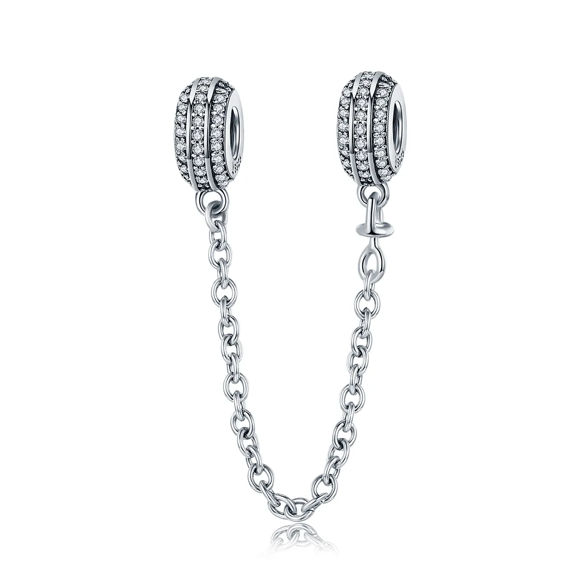 pandora style silver pave safety chain scc812