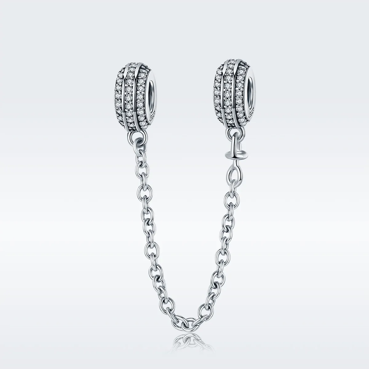 Pandora Style Silver Pave Safety Chain - SCC812