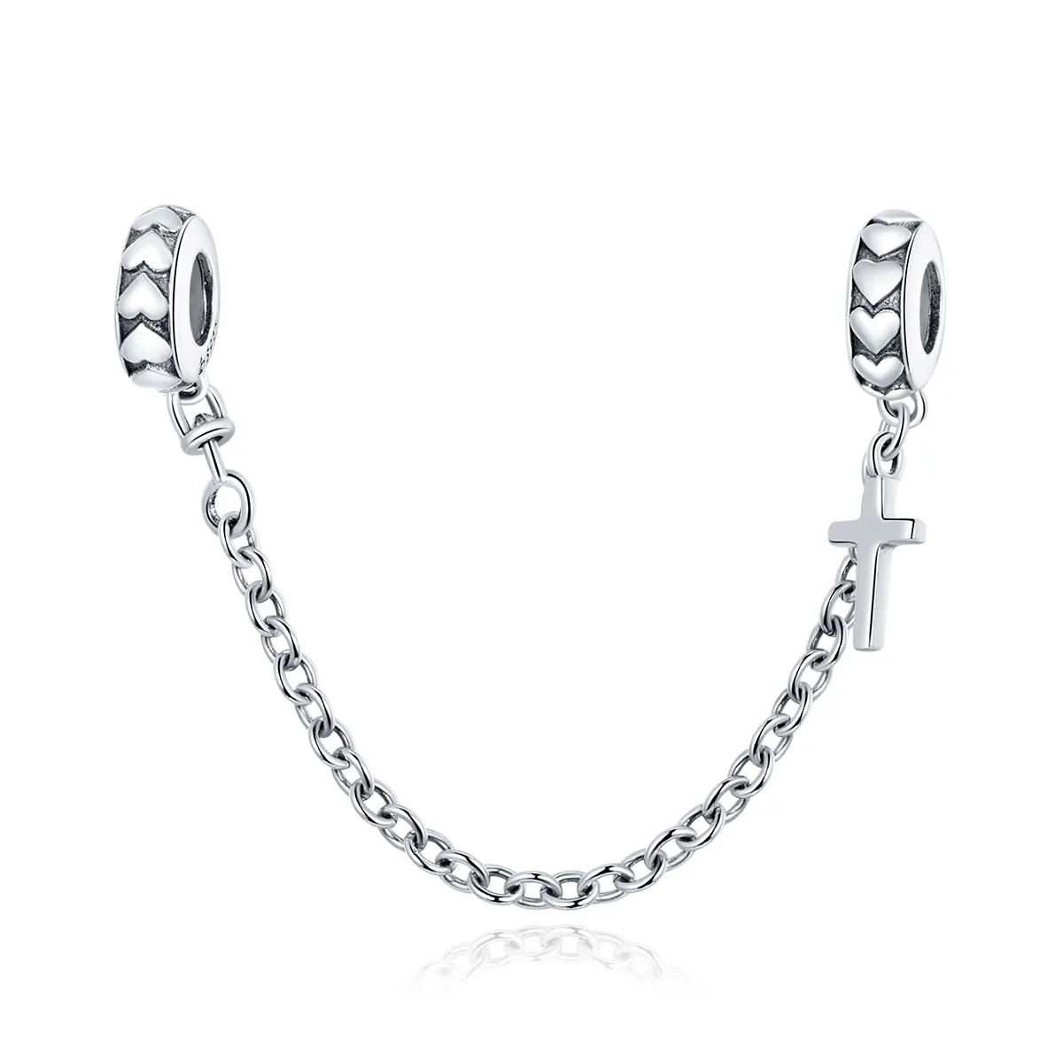 Pandora Style Silver Simple Cross Safety Chain - BSC362