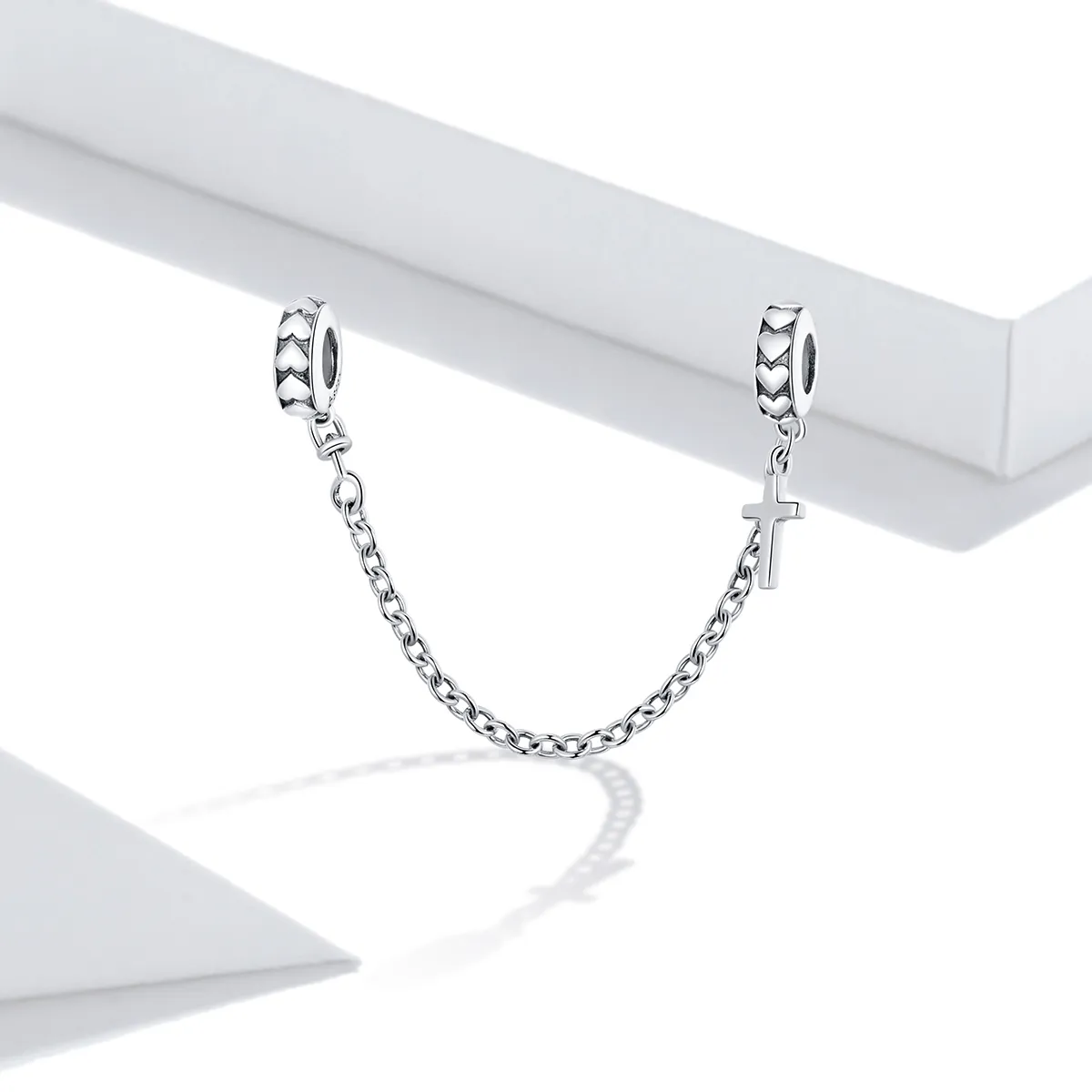 Pandora Style Silver Simple Cross Safety Chain - BSC362