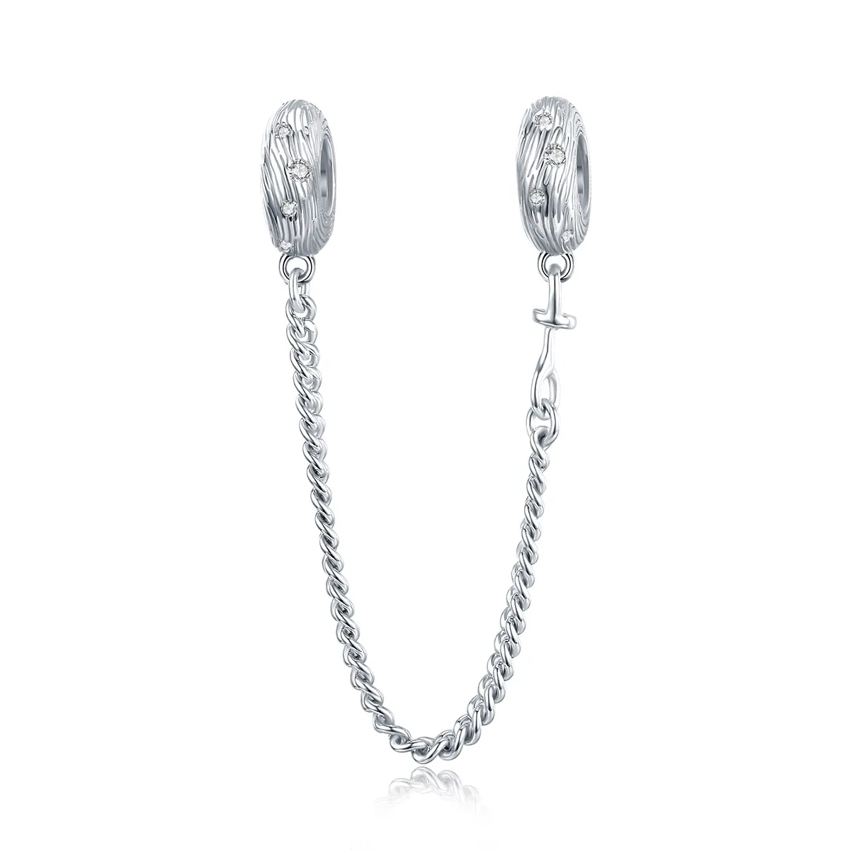 pandora style silver water wave safety chain scc1577