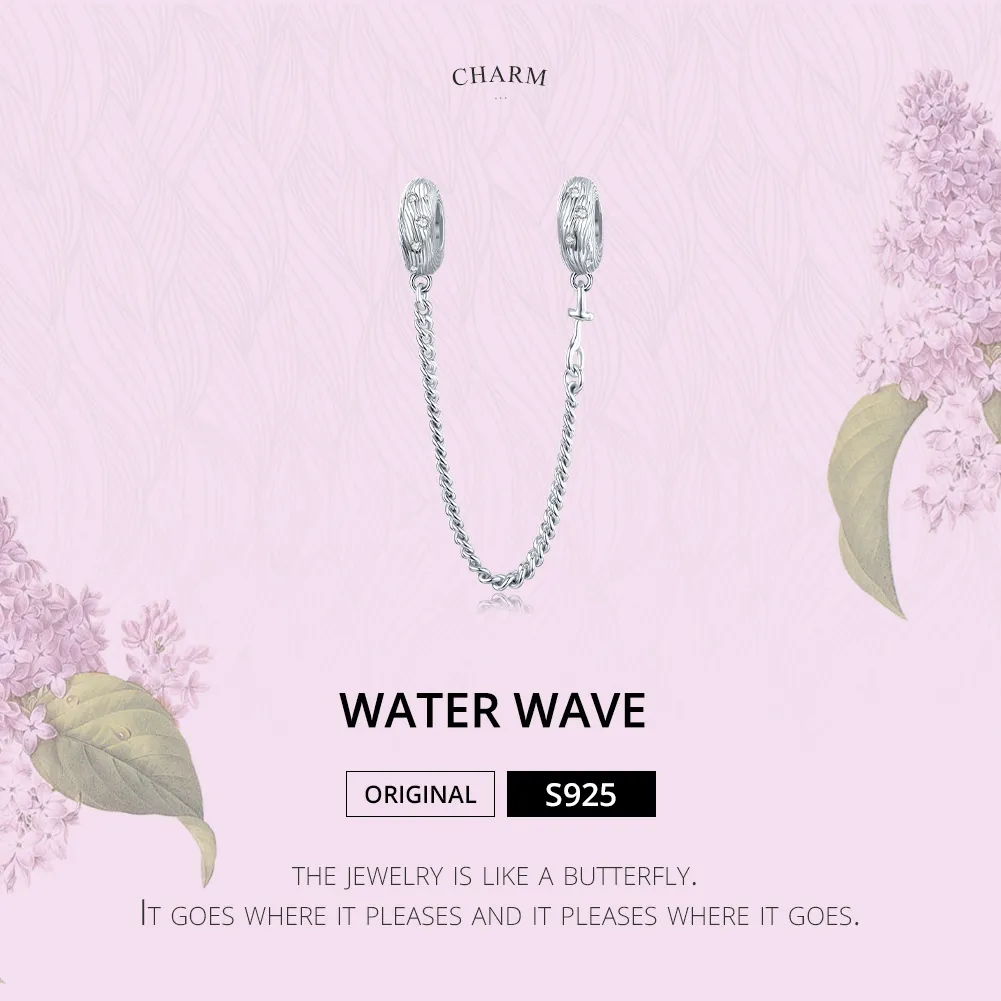 Pandora Style Silver Water Wave Safety Chain - SCC1577