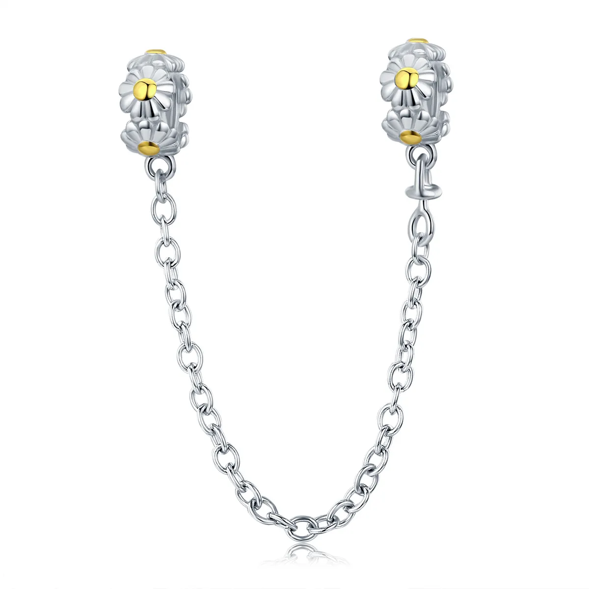 pandora style two tone daisy safety chain scc618