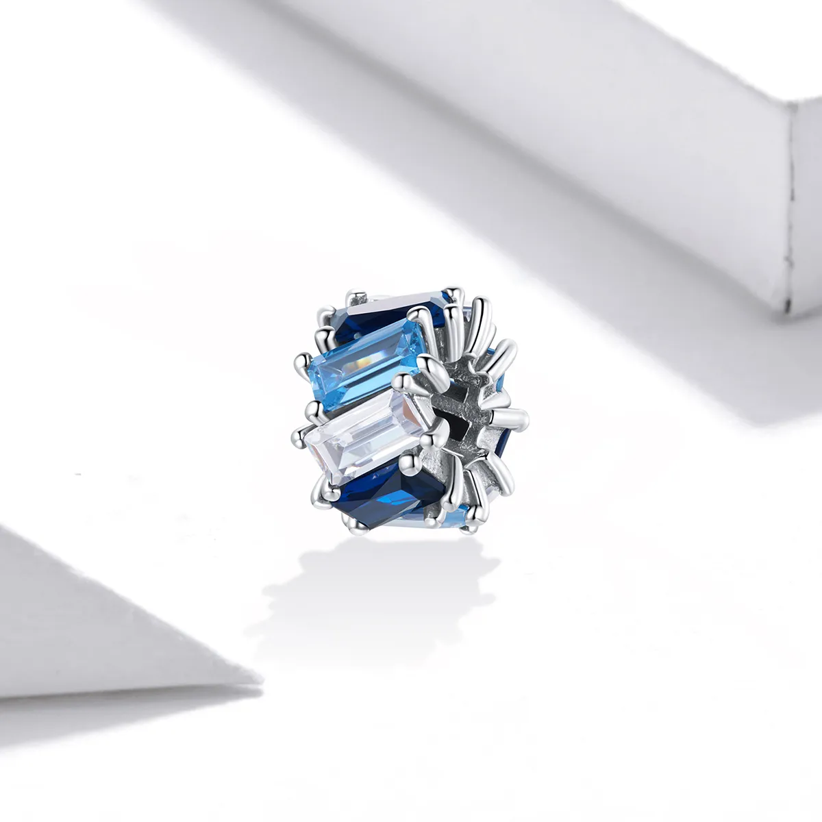 Pandora Style Silver Blue Square Spacer Charm - SCC1806