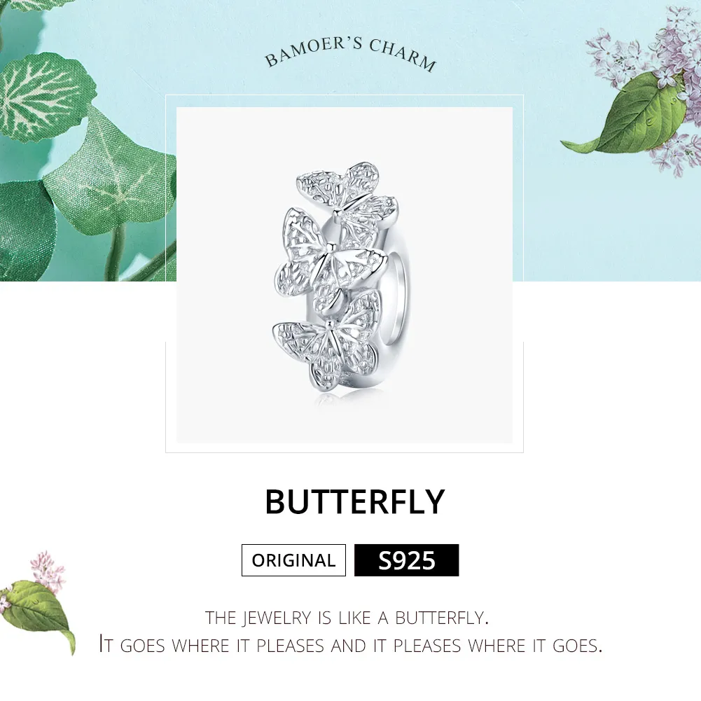 Pandora Style Silver Butterfly Spacer Charm - BSC120