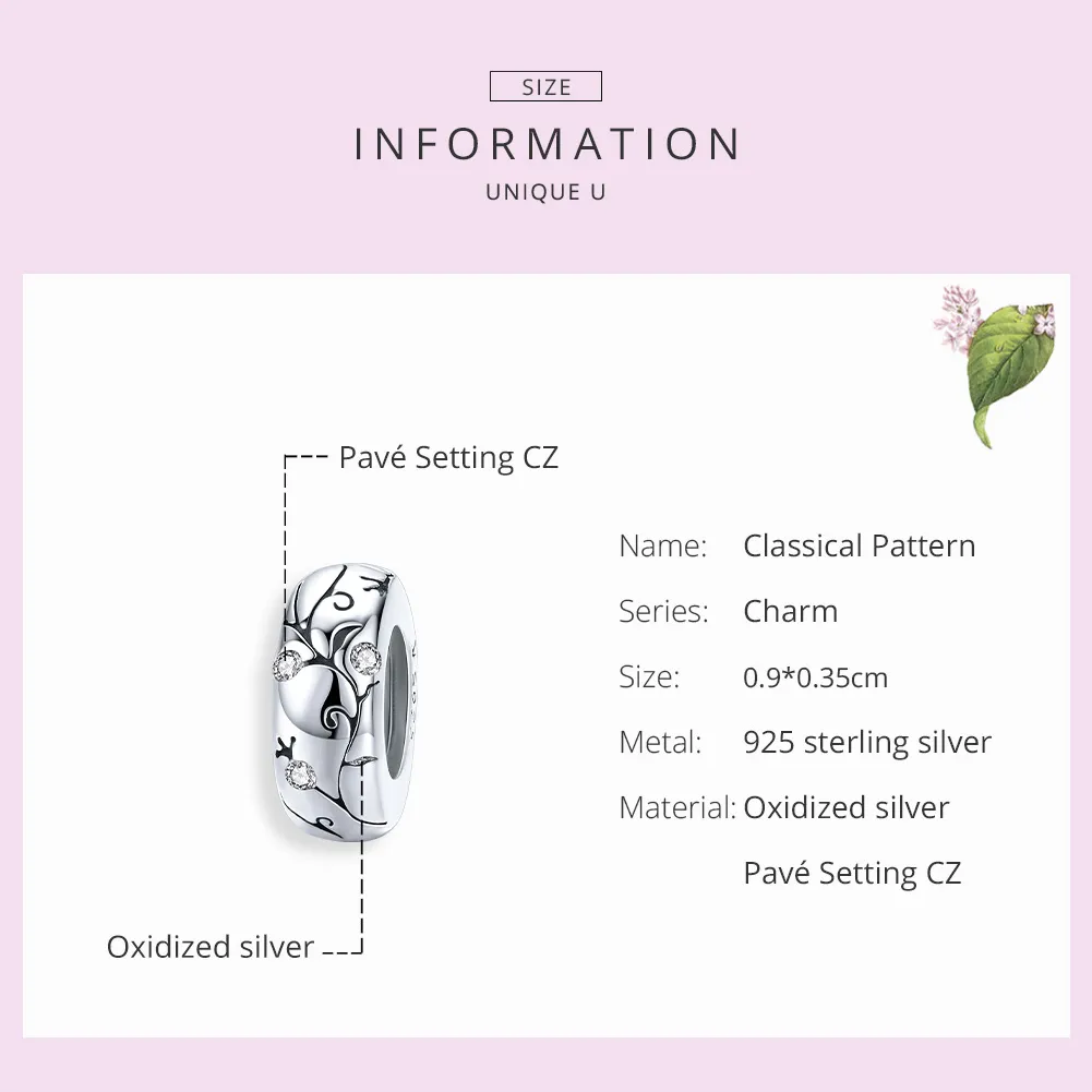 Pandora Style Silver Classical Pattern Spacer Charm - SCC1559