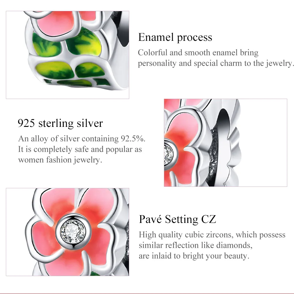 Pandora Style Silver Colorful Flowers Spacer Charm - SCC1727