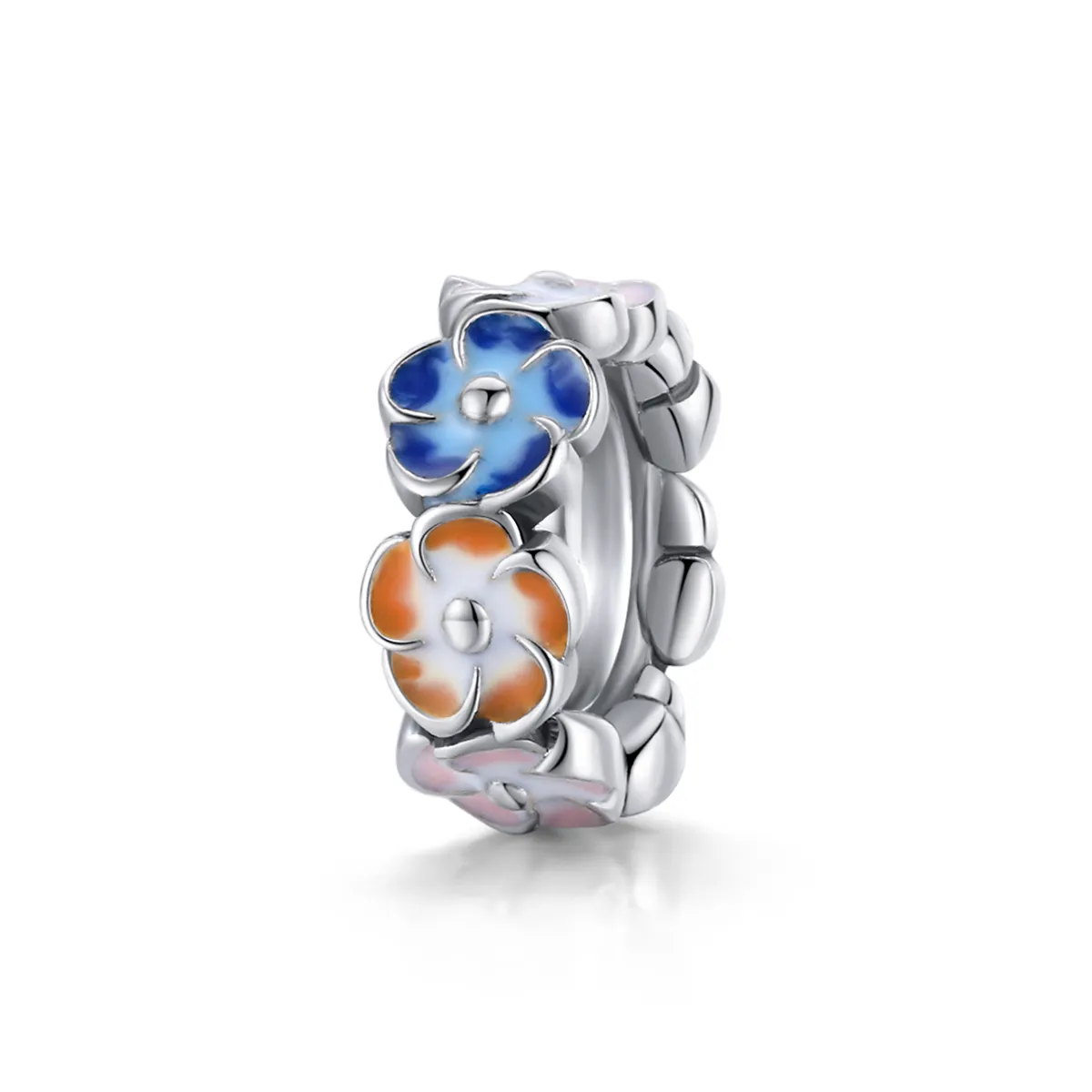 Pandora Style Silver Colorful Hydrangea Spacer Charm - SCC1703