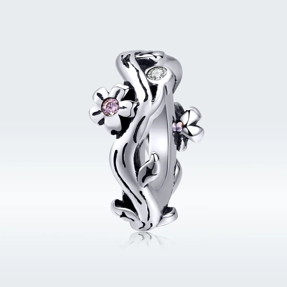 pandora style silver flower spacer charm scc1448