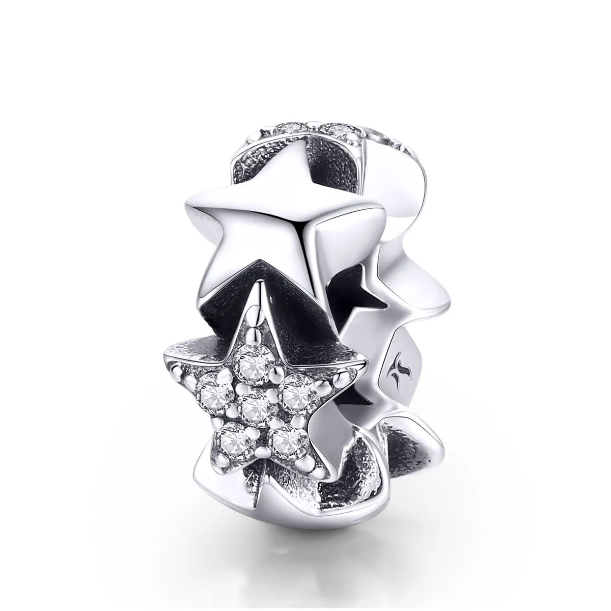 pandora style silver little stars spacer charm scc929