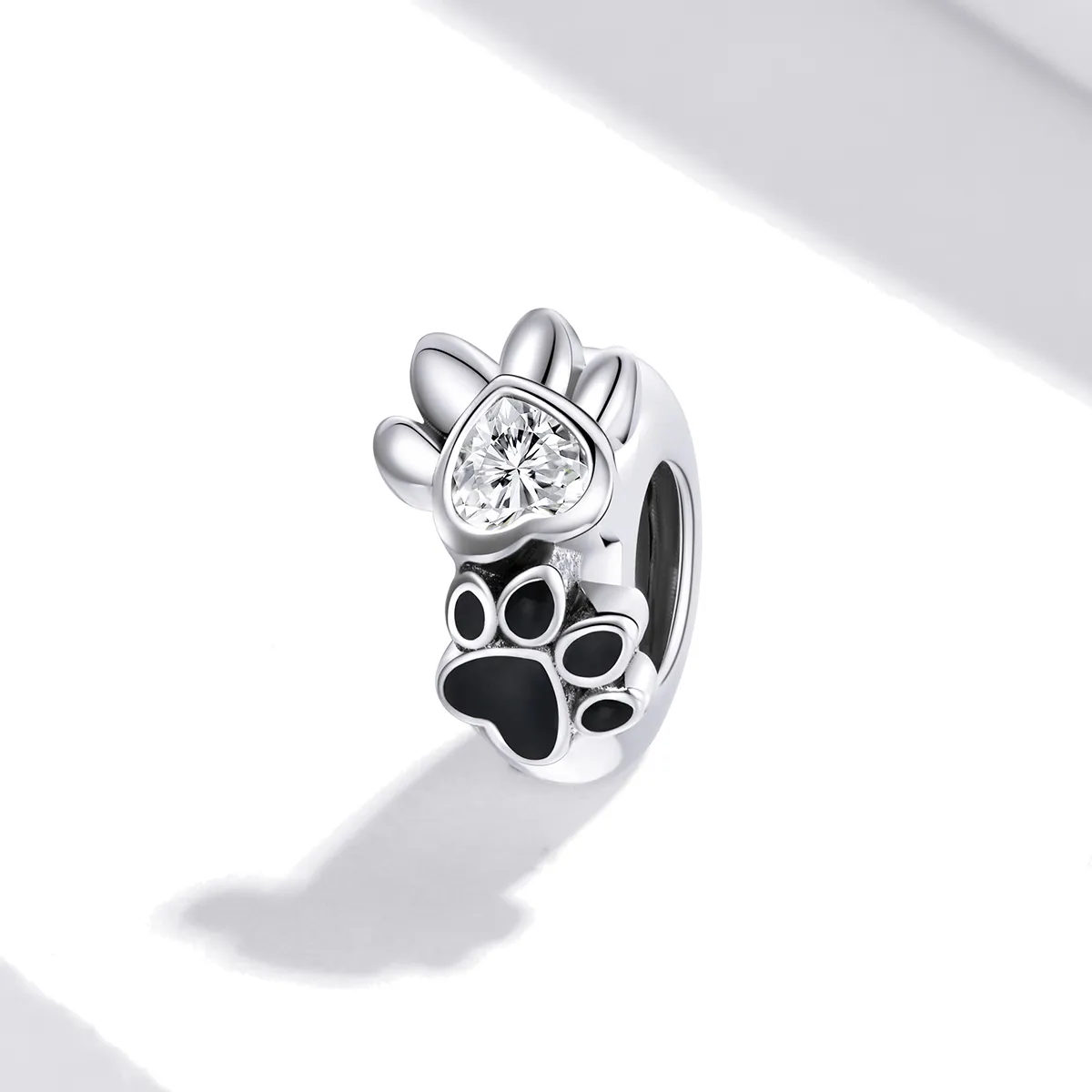 Pandora Style Silver Lovely Paw Print Spacer Charm - SCC1846