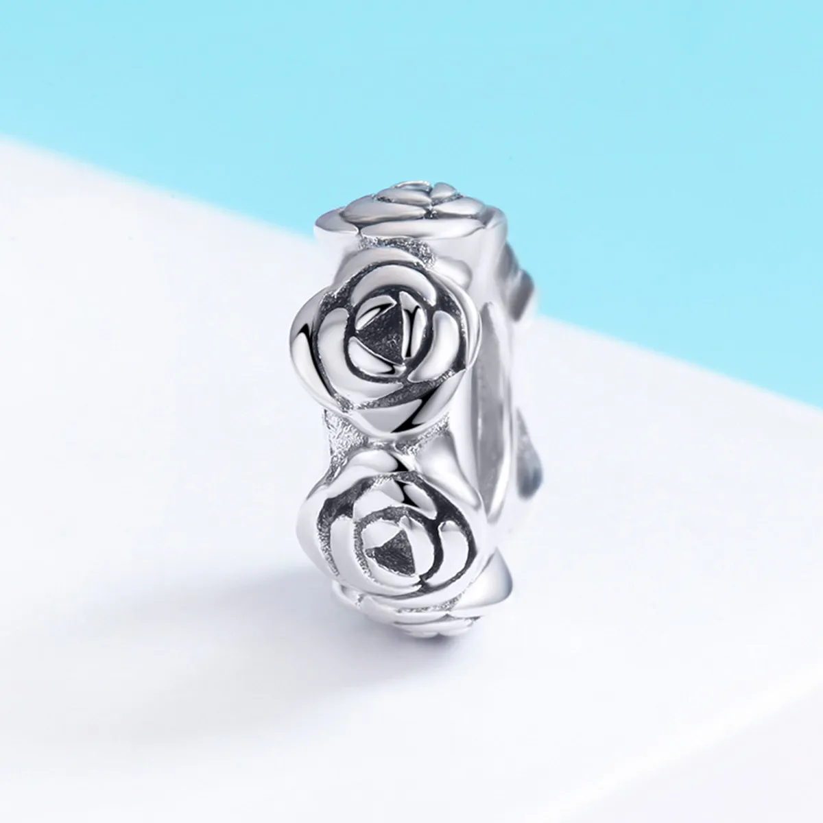 Pandora Style Silver Rose Wreath Spacer Charm - SCC596