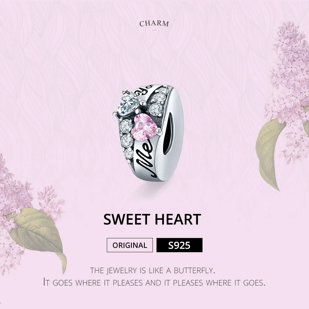 Pandora Style Silver Sweet Heart Spacer Charm - BSC283