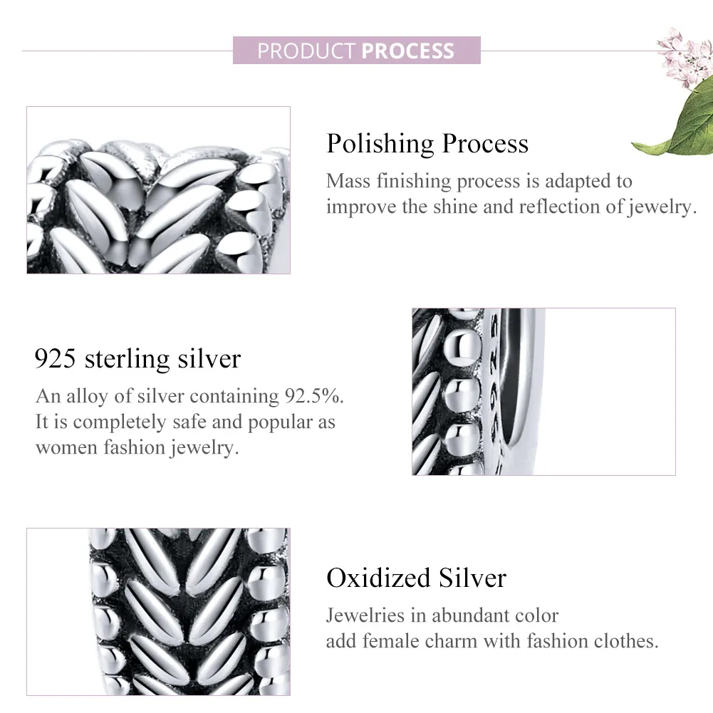 Pandora Style Silver Wheet Spacer Charm - SCC1452