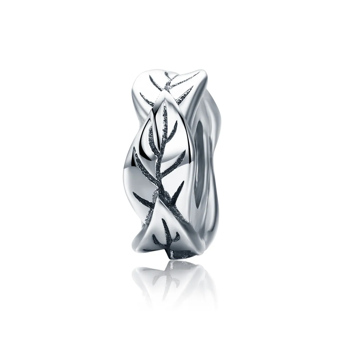 Pandora Style Silver White Leaves Spacer Charm - SCC597