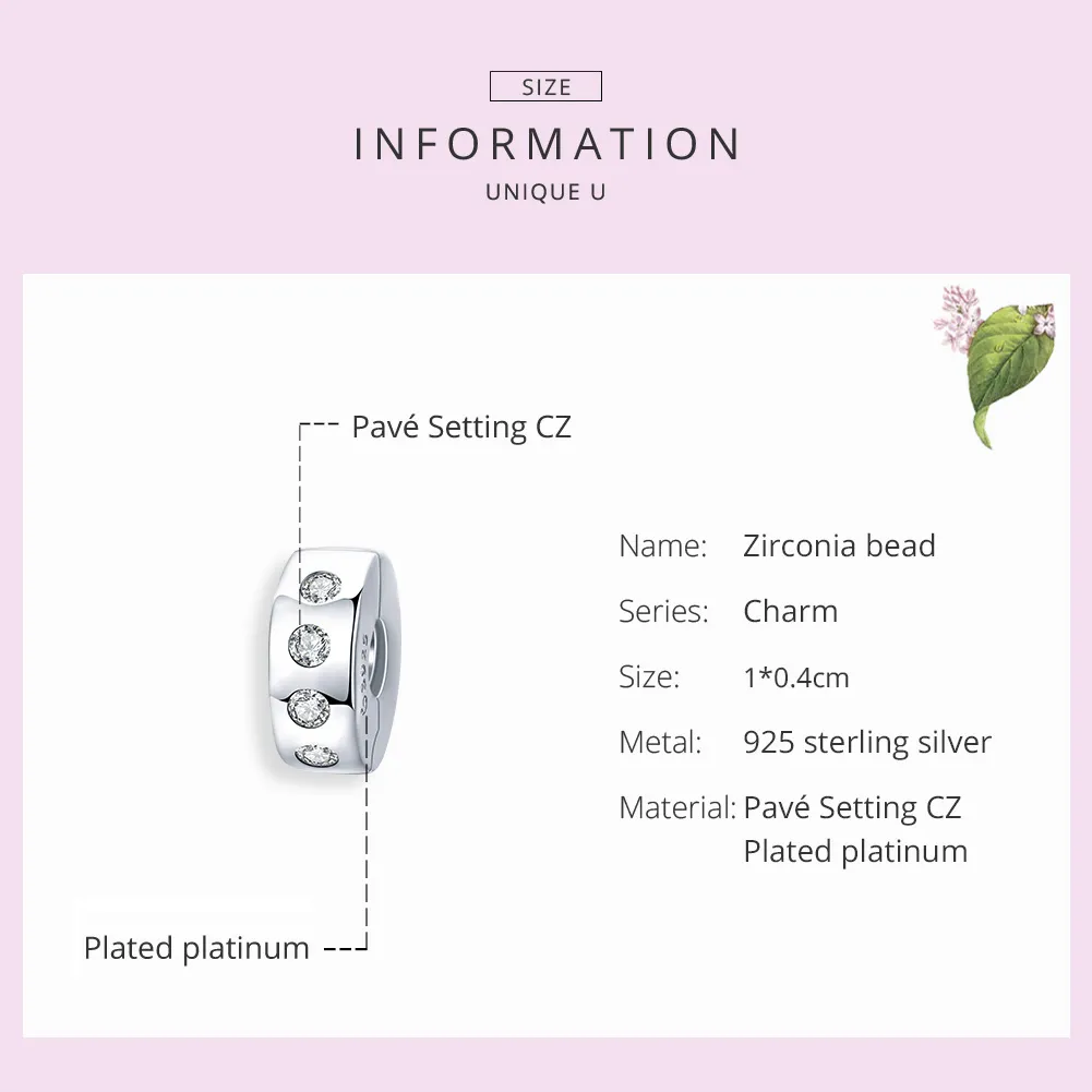 Pandora Style Silver Zirconia Spacer Charm - BSC165