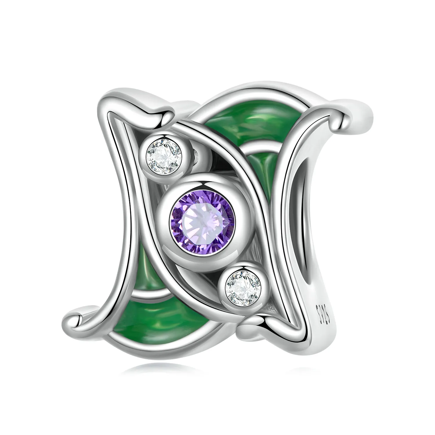 Pandora Style Art Purple Zirconium Spacer Charm - SCC2294