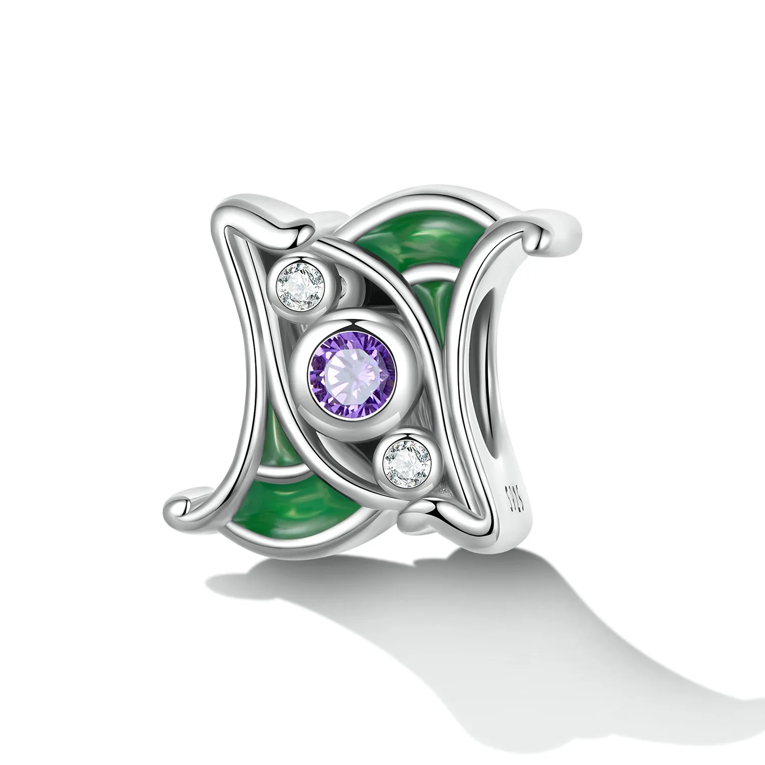 Pandora Style Art Purple Zirconium Spacer Charm - SCC2294