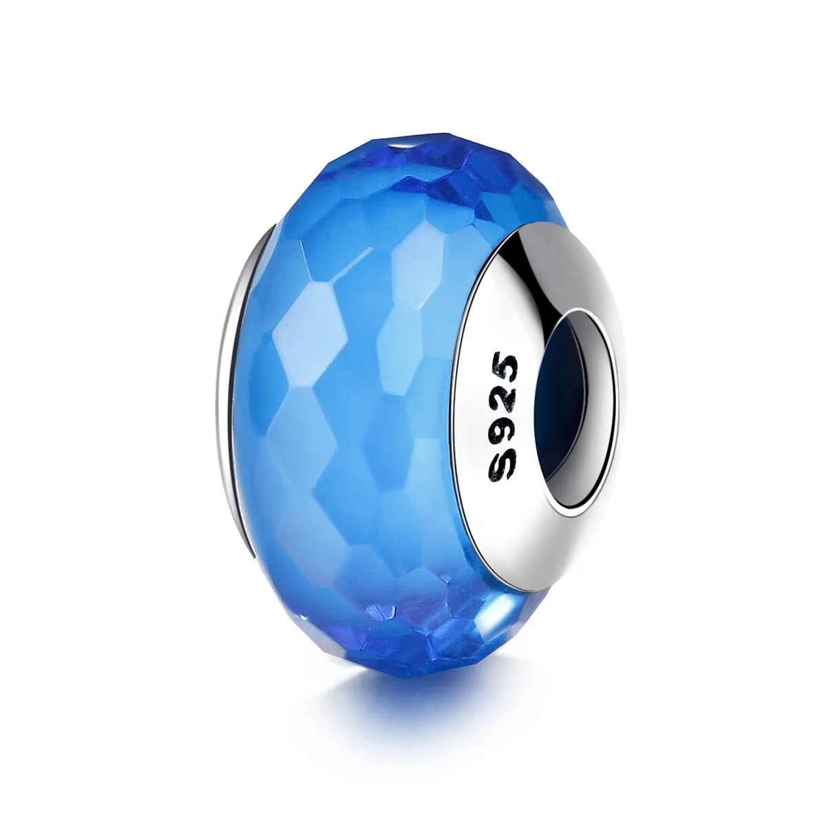 Pandora Style Blue Facet Murano Glass Bead Charm - SCZ037