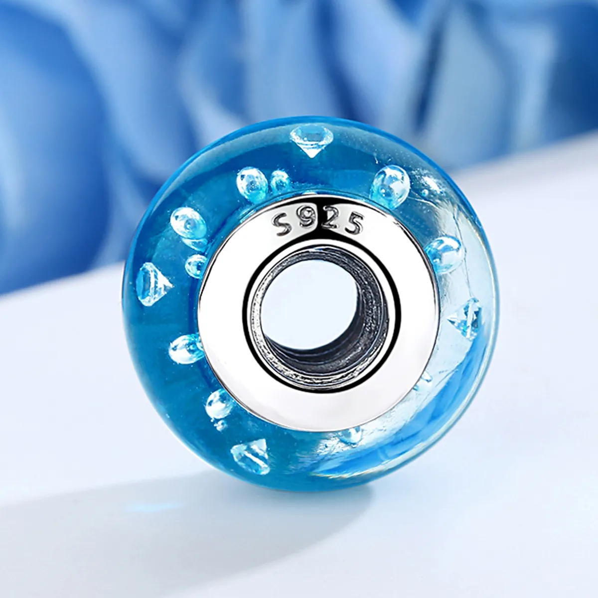 Pandora Style Blue Trend with Threaded Murano Glass Charm - SCZ029