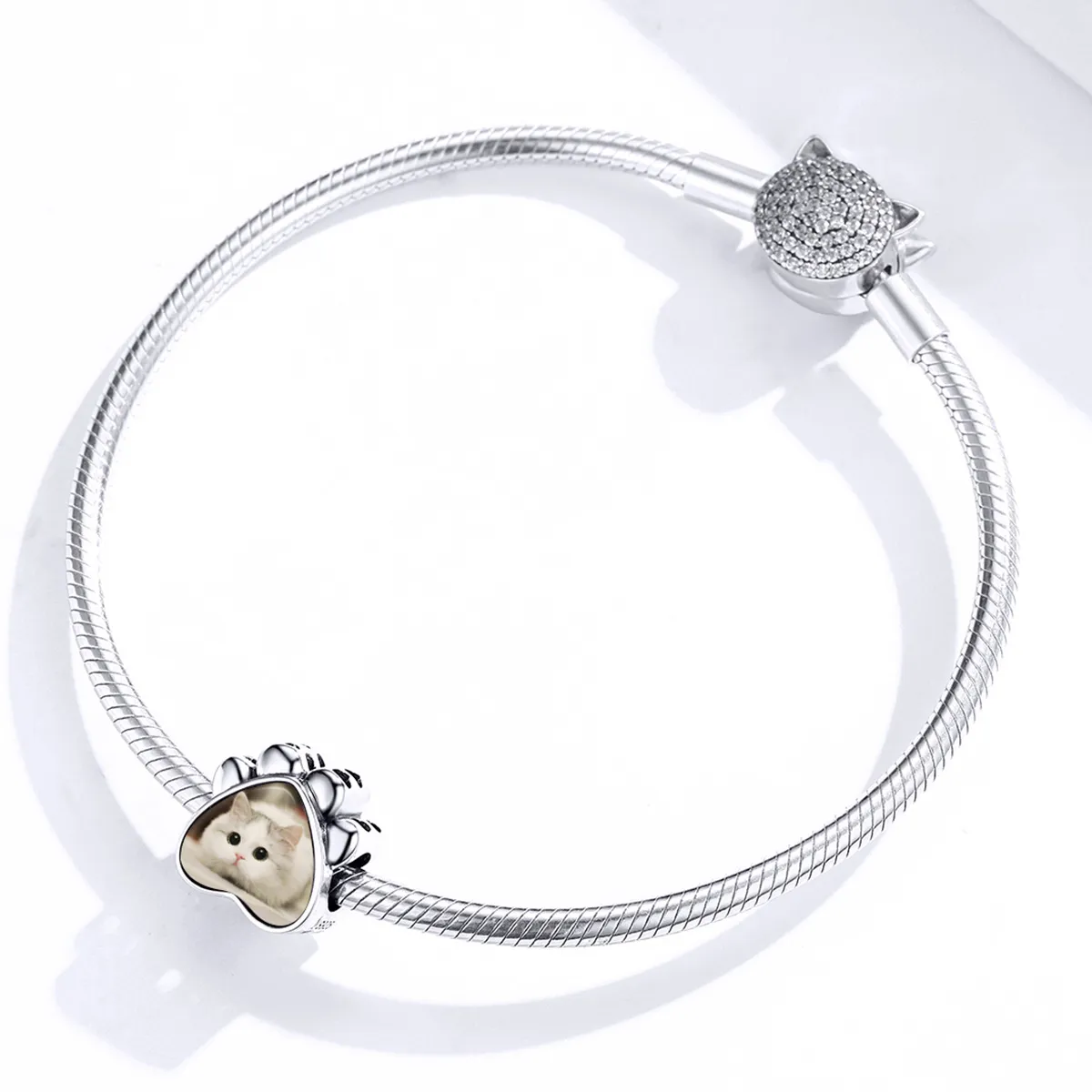 Pandora Style Cat Paw Personalized Photo Charm - SCC1436