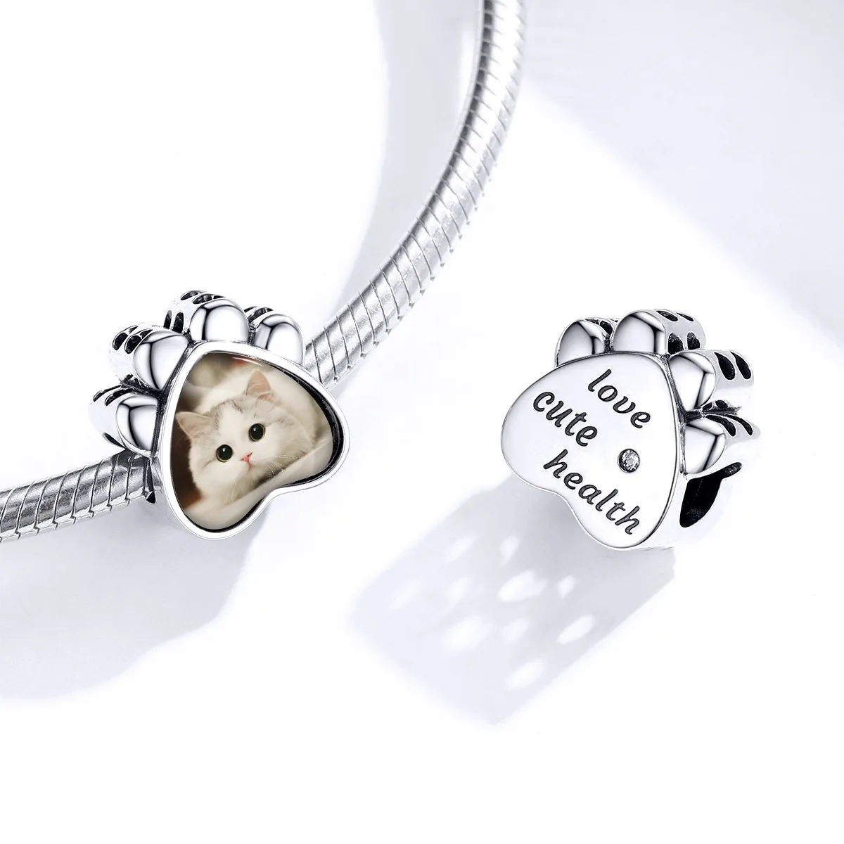 Pandora Style Cat Paw Personalized Photo Charm - SCC1436