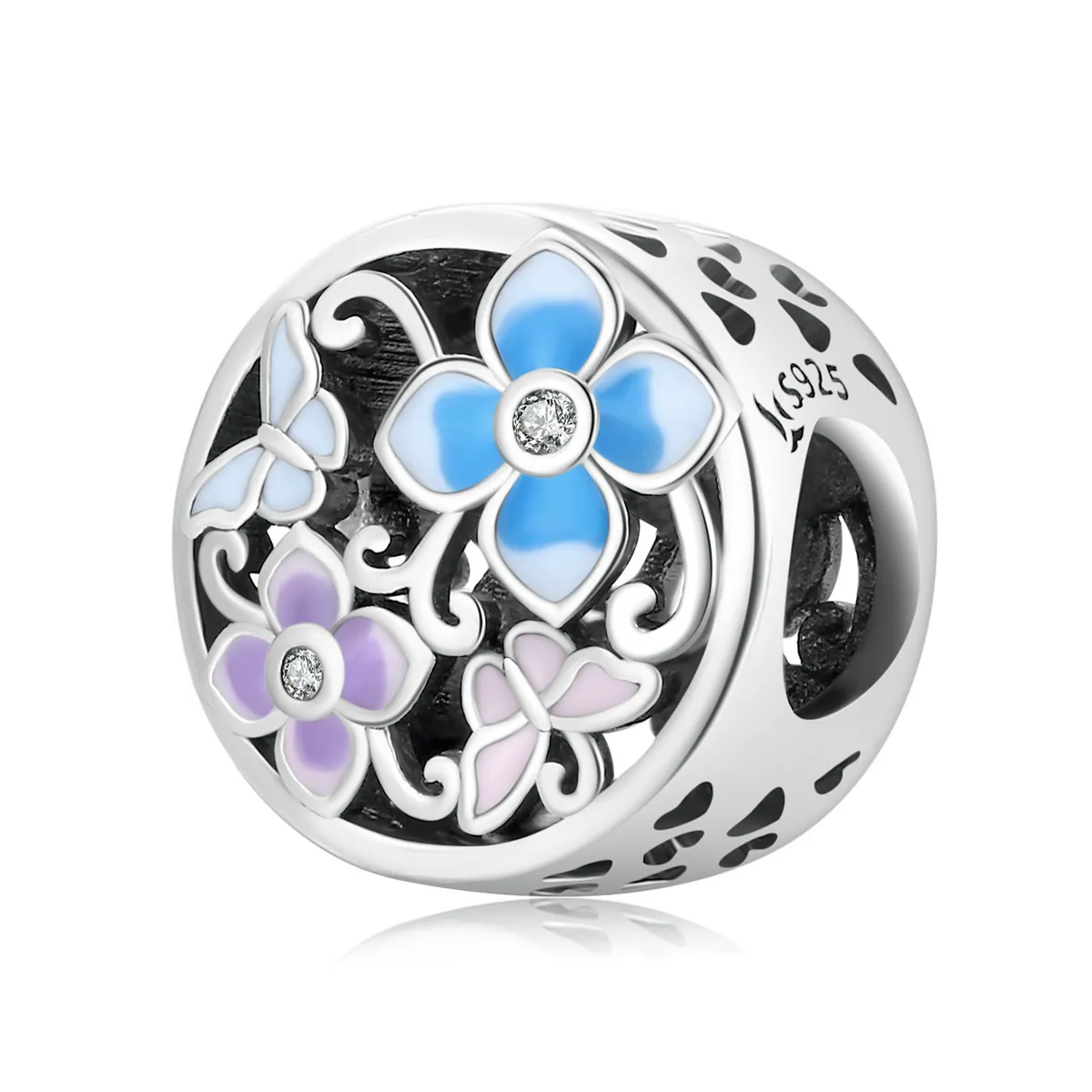 Pandora Style Flowers and Butterflies Charm - SCC2061