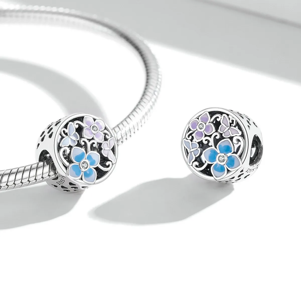 Pandora Style Flowers and Butterflies Charm - SCC2061